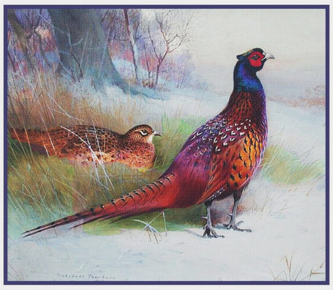 Old English Pheasants by Naturalist Archibald Thorburn's Bird Counted Cross Stitch Pattern DIGITAL DOWNLOAD