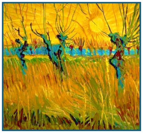 Willow Trees at Sunset by Vincent Van Gogh Counted Cross Stitch Pattern