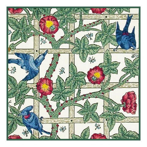 Arts & Crafts Style William Morris Trellis Design Counted Cross Stitch Pattern