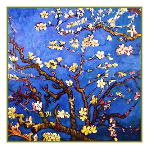Almond Branches inspired by Impressionist Vincent Van Gogh's Painting Counted Cross Stitch Pattern