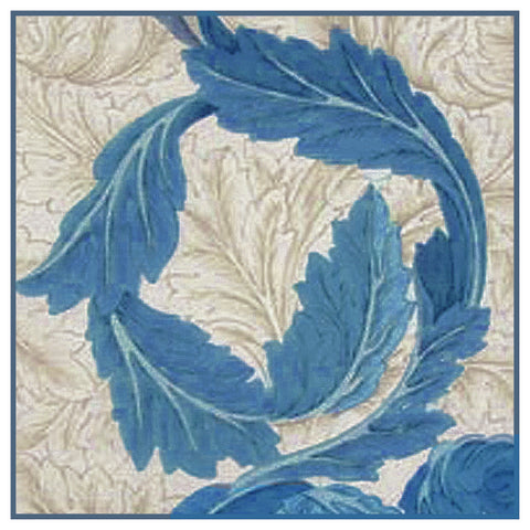Acanthus Vine in Blue by Arts and Crafts Movement Founder William Morris Counted Cross Stitch Pattern