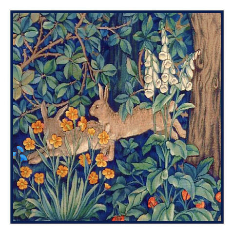 Forest Rabbits Design by William Morris and Company Counted Cross Stitch Pattern DIGITAL DOWNLOAD