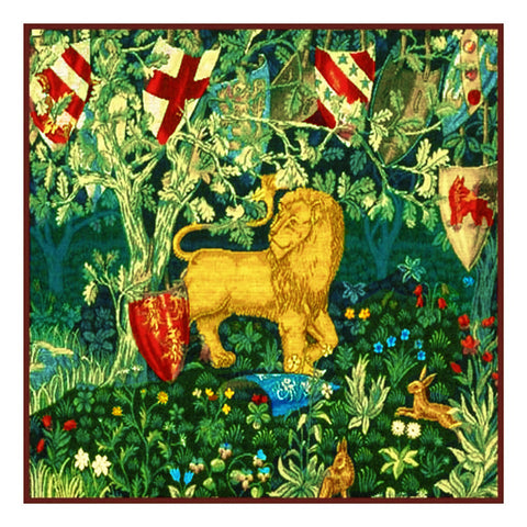 Heraldry Lion design by William Morris Counted Cross Stitch Pattern