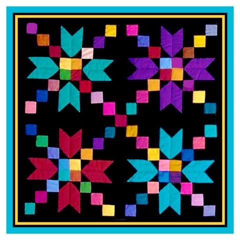 Geometric Rosettes inspired by an Amish Quilt Counted Cross Stitch Chart Pattern