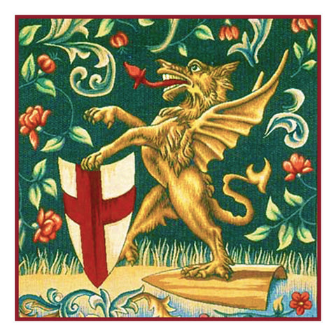 Heraldry Griffin design by William Morris Counted Cross Stitch Pattern DIGITAL DOWNLOAD