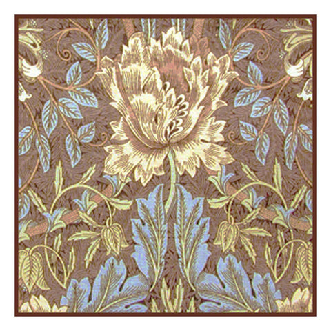 Honeysuckle Flower design in Browns by William Morris Counted Cross Stitch Pattern