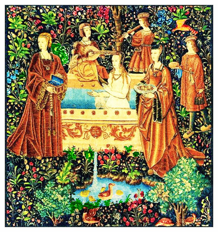 The Bath From Medieval Tapestry Counted Cross Stitch Pattern