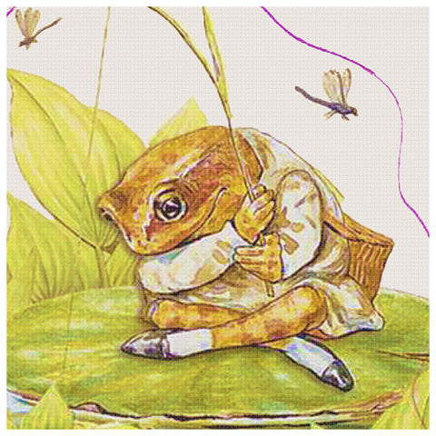 Jeremy Fisher Frog Detail inspired by Beatrix Potter Counted Cross Stitch Pattern