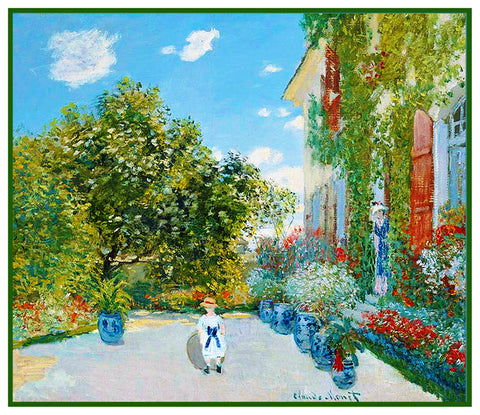The Artists House in Argenteuil inspired by Claude Monet's impressionist painting Counted Cross Stitch Pattern