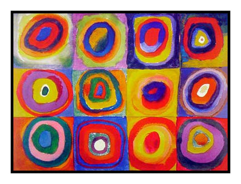 Concentric Circles by Artist Wassily Kandinsky Counted Cross Stitch Pattern DIGITAL DOWNLOAD