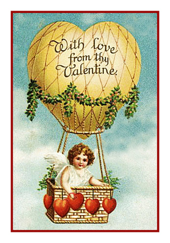 Victorian Valentine Cupid Hot Air Balloon Counted Cross Stitch Pattern