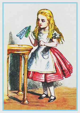 Alice From Alice in Wonderland by Sir John Tenniel Counted Cross Stitch Pattern DIGITAL DOWNLOAD