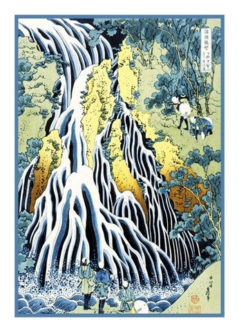 Japanese Artist Hokusai Kirifuri Waterfall Counted Cross Stitch Chart Pattern