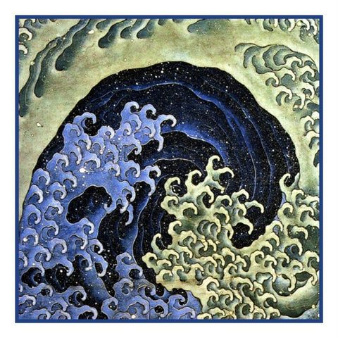 Japanese Hokusai Asian Feminine Wave Counted Cross Stitch Chart Pattern