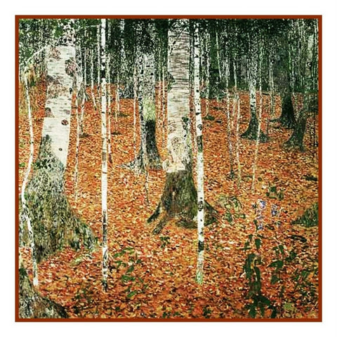 Gustav Klimt Birch Woods in Autumn Counted Cross Stitch Chart Pattern