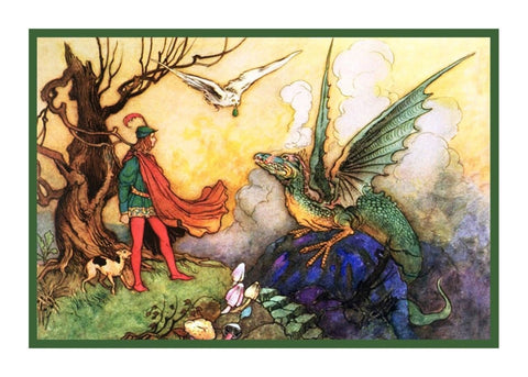 Dragon from Grotto by Warwick Goble Counted Cross Stitch Chart Pattern