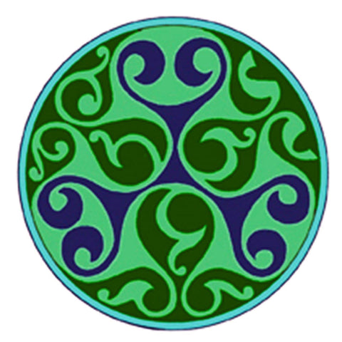 Celtic Medallion Mandala in Green and Blue Counted Cross Stitch Pattern