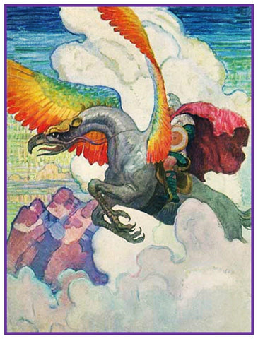 A Flying Dragon by N.C.Wyeth Counted Cross Stitch Pattern