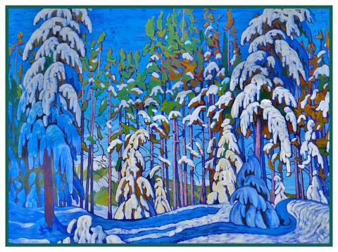 A Snowy Day Landscape by Canadian Lawren Harris Counted Cross Stitch Pattern