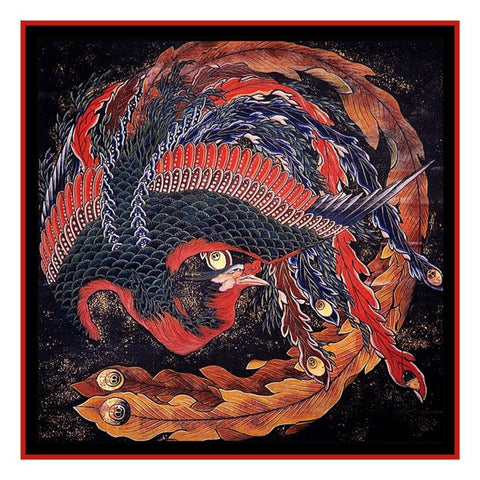 Japanese Artist Hokusai The Phoenix Asian Counted Cross Stitch Chart Pattern