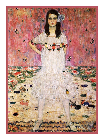 Symbolist Artist Klimt's Portrait of Mada Primavesi Counted Cross Stitch Pattern
