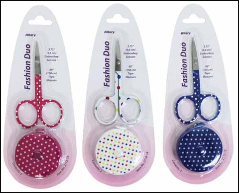 POLKA DOT EMBROIDERY SCISSORS WITH MATCHING SHEATH and MEASURING TAPE