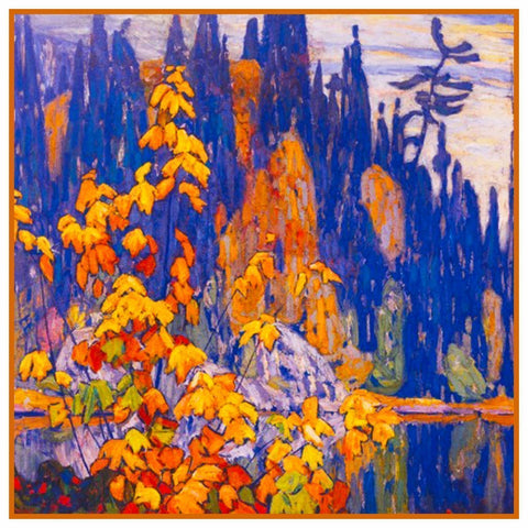 Ontario Autumn  Landscape by Canadian Lawren Harris Counted Cross Stitch Pattern DIGITAL DOWNLOAD
