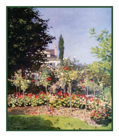 Garden at Sainte-Adresse inspired by Claude Monet's impressionist painting Counted Cross Stitch Pattern
