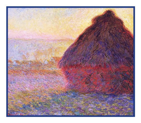Haystack at Giverny inspired by Claude Monet's impressionist painting Counted Cross Stitch Pattern