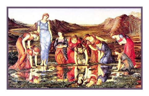 The Mirror of Venus by Arts and Crafts Edward Burne-Jones Counted Cross Stitch Pattern