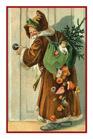 Victorian Father Christmas Naturalist Santa with Bag of Presents Gifts Counted Cross Stitch Pattern DIGITAL DOWNLOAD