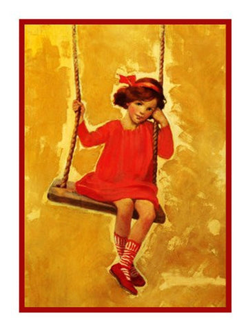 Young Girl Swinging By Jessie Willcox Smith Counted Cross Stitch Pattern