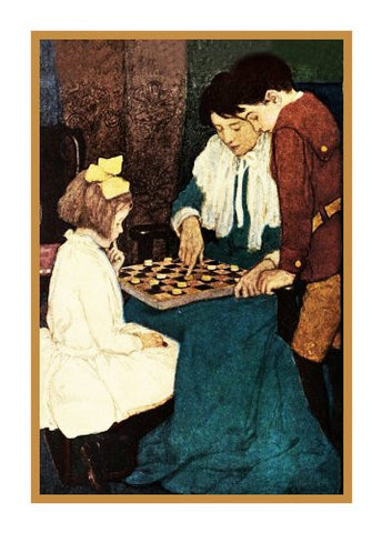 Playing Checkers with Mother By Jessie Willcox Smith Counted Cross Stitch Pattern