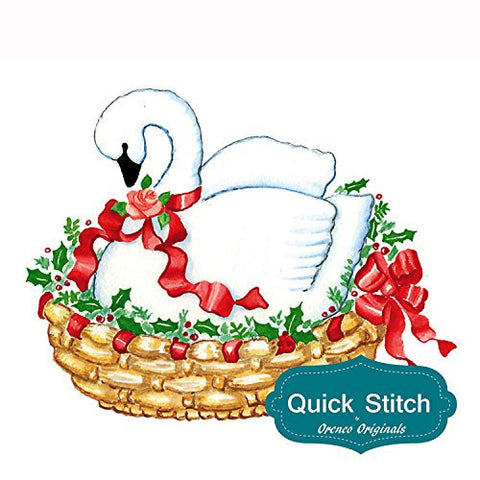 Quick Stitch Country Christmas Goose in a Basket Counted Cross Stitch Pattern