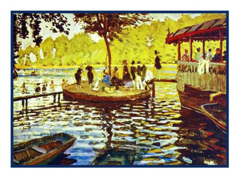 La Grenouillere inspired by Claude Monet's impressionist painting Counted Cross Stitch Pattern