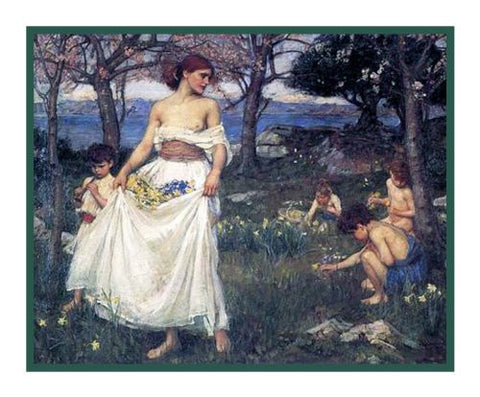 Springtime inspired by John William Waterhouse Counted Cross Stitch Pattern