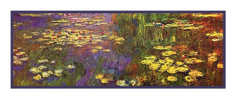 Golden Water Lilies Runner inspired by Claude Monet's impressionist painting Counted Cross Stitch Pattern