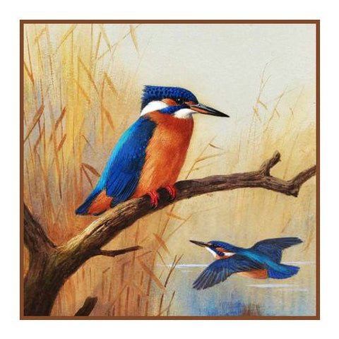 Pair of Kingfisher Birds By Naturalist Archibald Thorburn Counted Cross Stitch Pattern DIGITAL DOWNLOAD