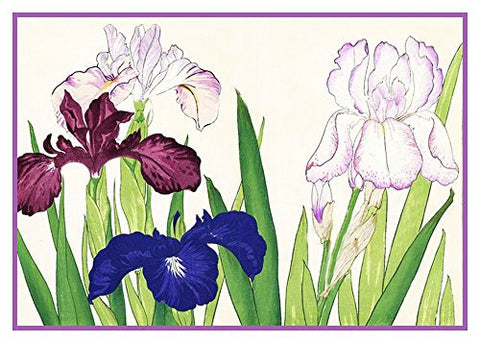 Tanigami Konan Asian Iris Flowers Counted Cross Stitch Pattern