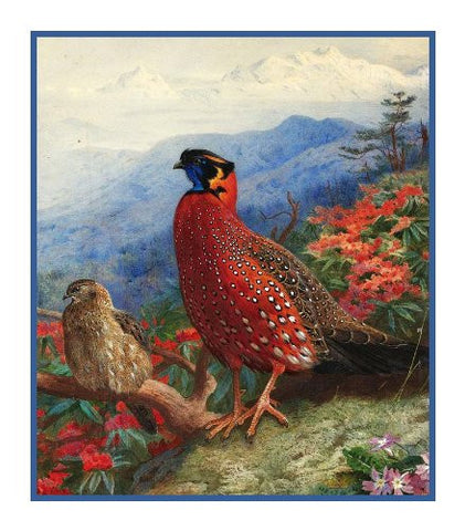 Crimson Pheasant by Naturalist Archibald Thorburn's Birds Counted Cross Stitch Pattern