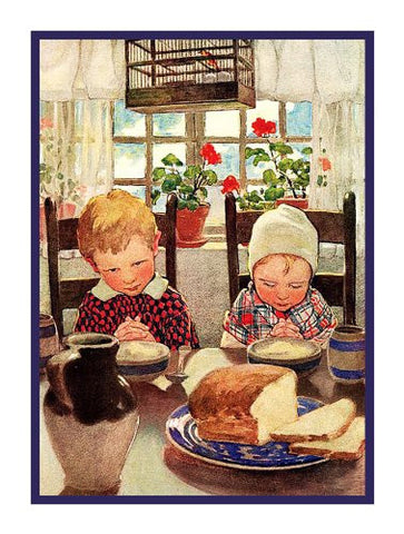 Children Giving Thanks for their Meal By Jessie Willcox Smith Counted Cross Stitch Pattern