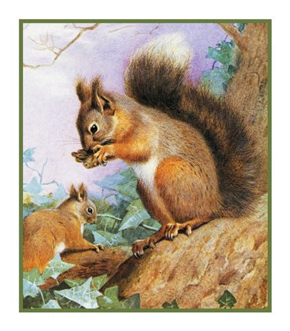 Tree Squirrels Animals by Naturalist Archibald Thorburn's Animals Counted Cross Stitch Pattern
