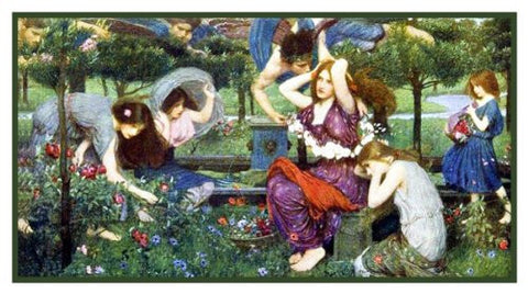 Flora and the Zephyrs inspired by John William Waterhouse Counted Cross Stitch Pattern