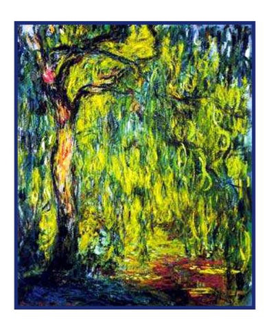 The Weeping Willow inspired by Claude Monet's impressionist painting Counted Cross Stitch Pattern