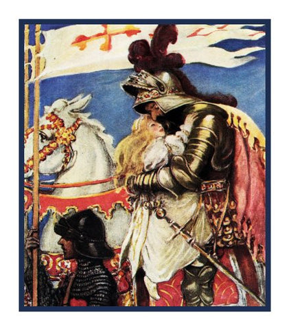 The King Saves Irene From The Princess and The Goblin By Jessie Willcox Smith Counted Cross Stitch Pattern