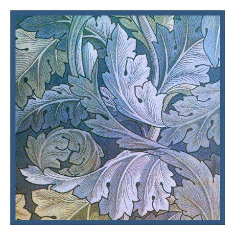 William Morris's Acanthus Leaves in Blues and Green Counted Cross Stitch Pattern DIGITAL DOWNLOAD