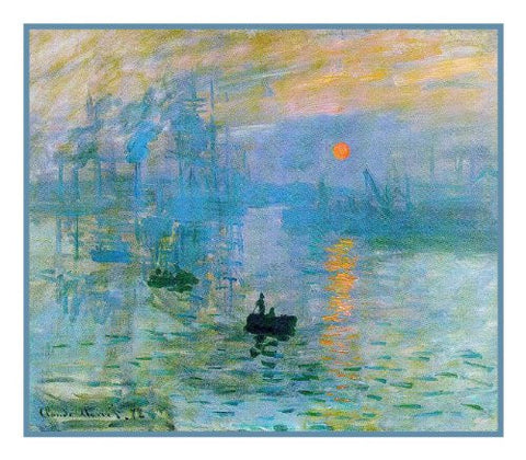 Impression Sunrise inspired by Claude Monet's impressionist painting Counted Cross Stitch Pattern