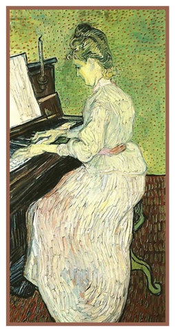 Marguerite Gachet Playing the Piano by Vincent Van Gogh Counted Cross Stitch Pattern