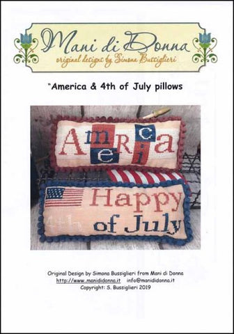 America & 4th Of July Pillow By Mani di Donna Counted Cross Stitch Pattern
