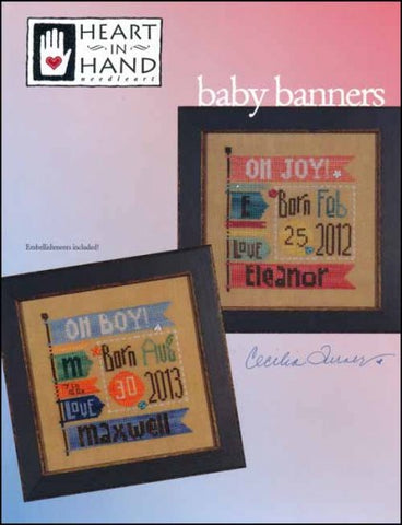 Baby Banners by Heart in Hand Counted Cross Stitch Pattern